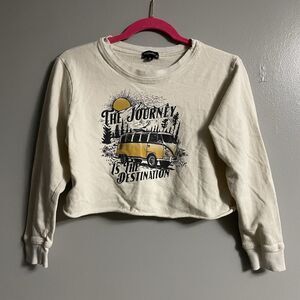 Volkswagen Bus Cropped Sweatshirt VW Van Womens Small Crewneck